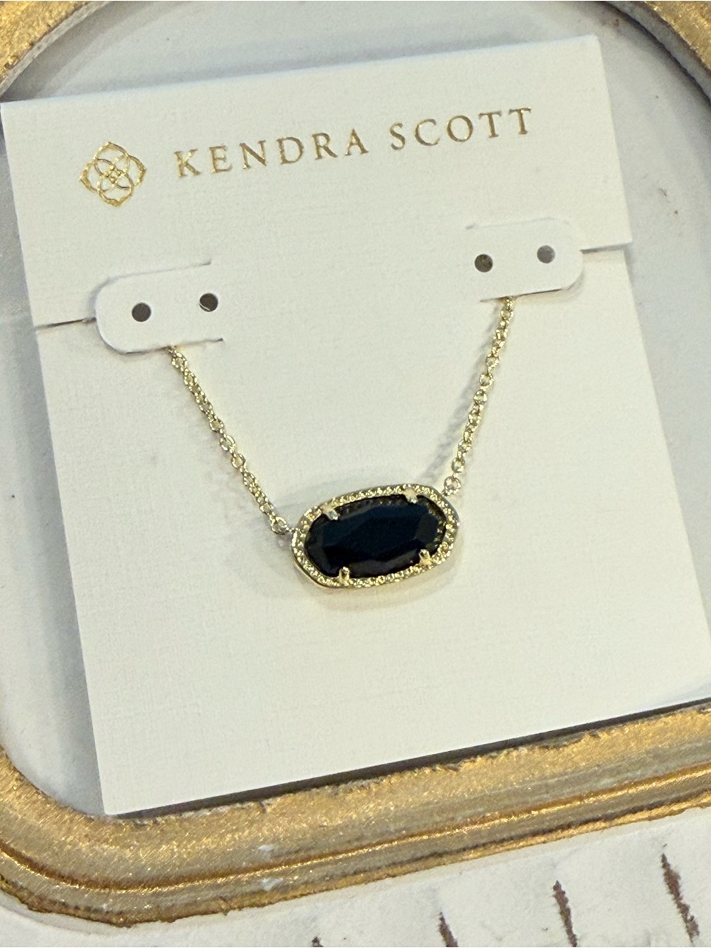 Kendra Scott Elisa Gold Pendant Necklace in Black Opaque Glass